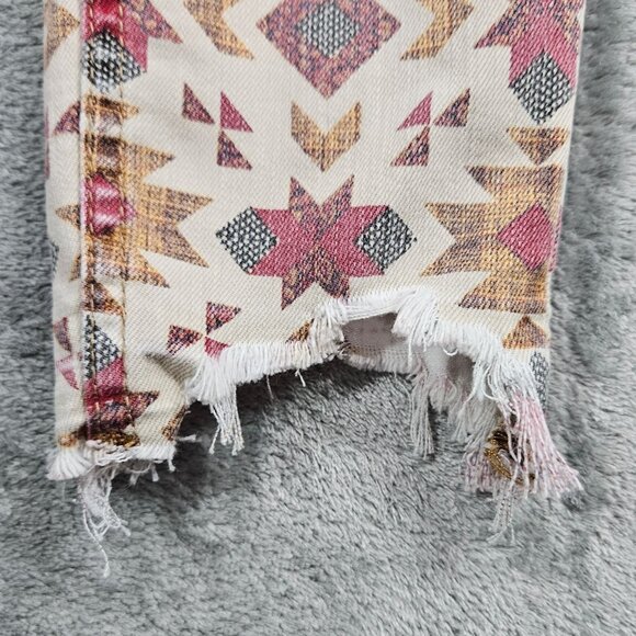 We the Free People Jeans Womens 25 Wild Child Aztec Print Skinny Boho Raw Hems - Picture 6 of 14